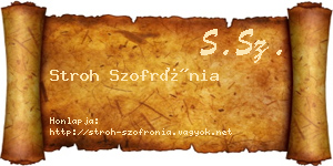 Stroh Szofrónia névjegykártya
